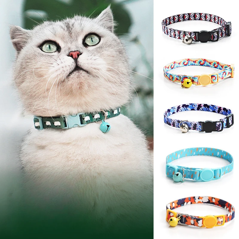 Color Collar for Cat Puppy Necklace Adjustable Collar 25cm Harness Color Pattern with Bell Pet Supplies Pet Supplies