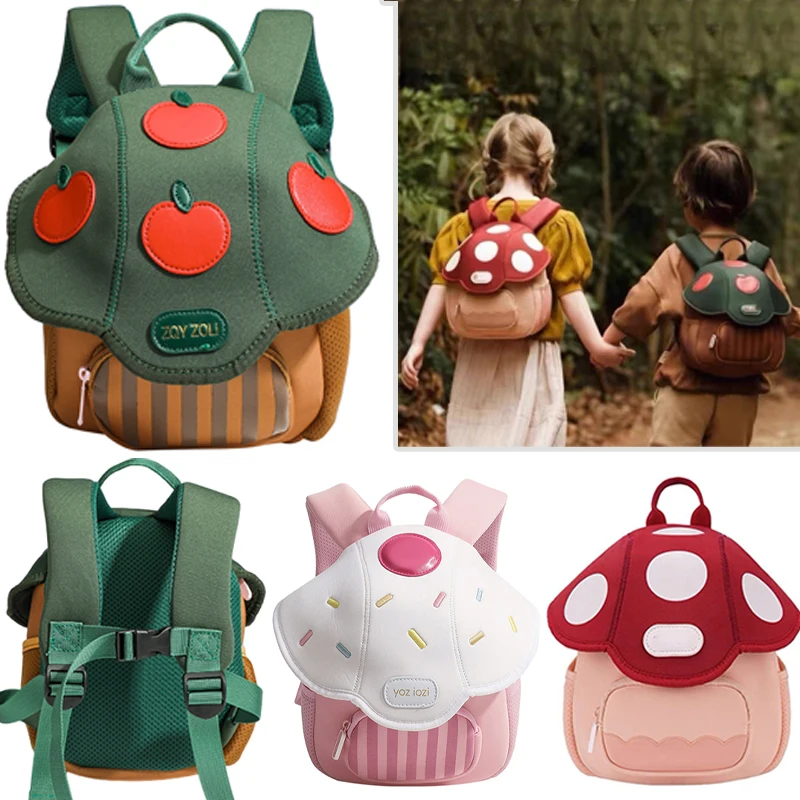 New Cute Mushroom Backpack Fashion Canvas Cartoon Kindergarten School Bags Children's Bag Mini Kid Backpack For Kids Boys Girls