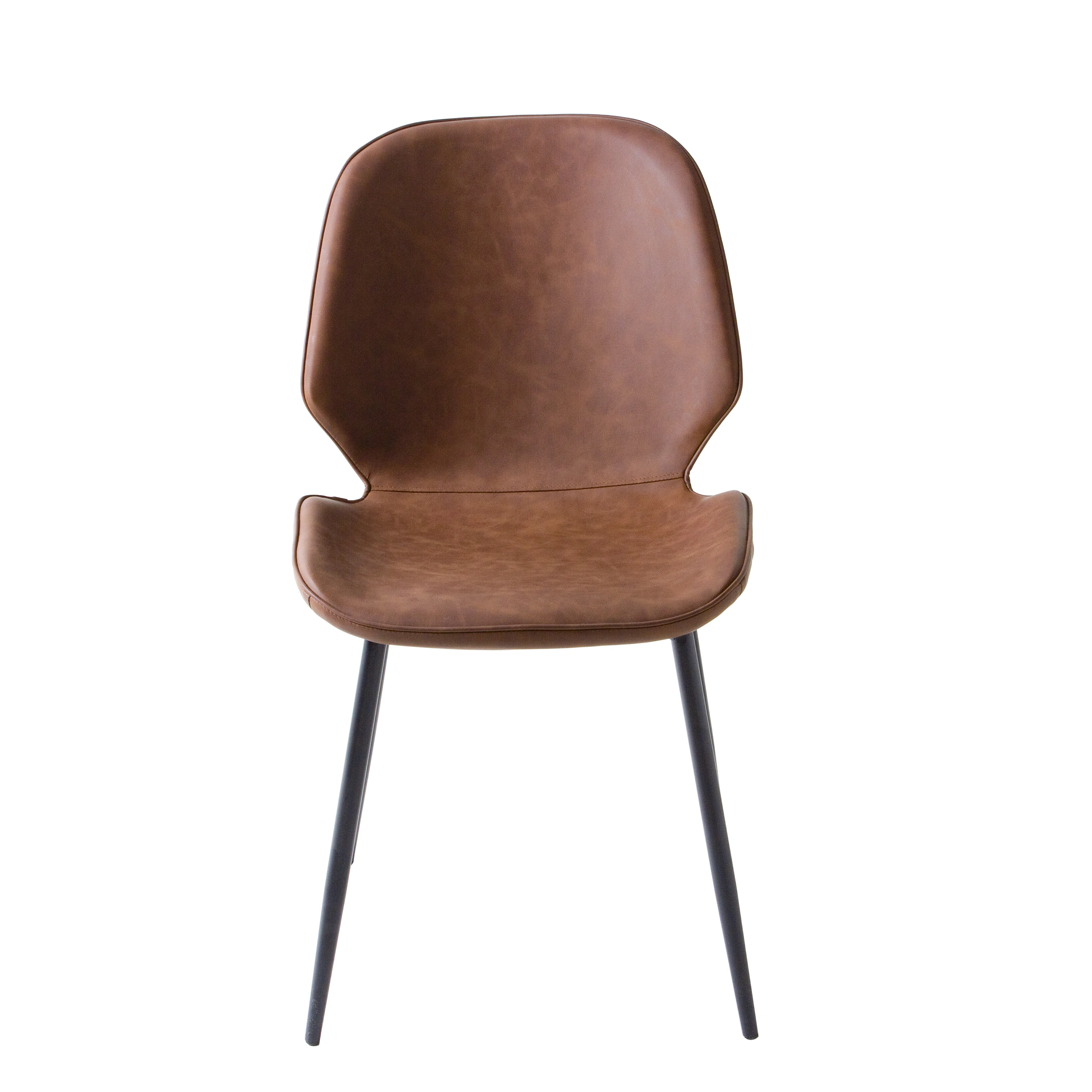 Wholesale Mid Back Home Contemporary Chair PU Leather Seat Metal Legs Dining Chairs for Kitchen