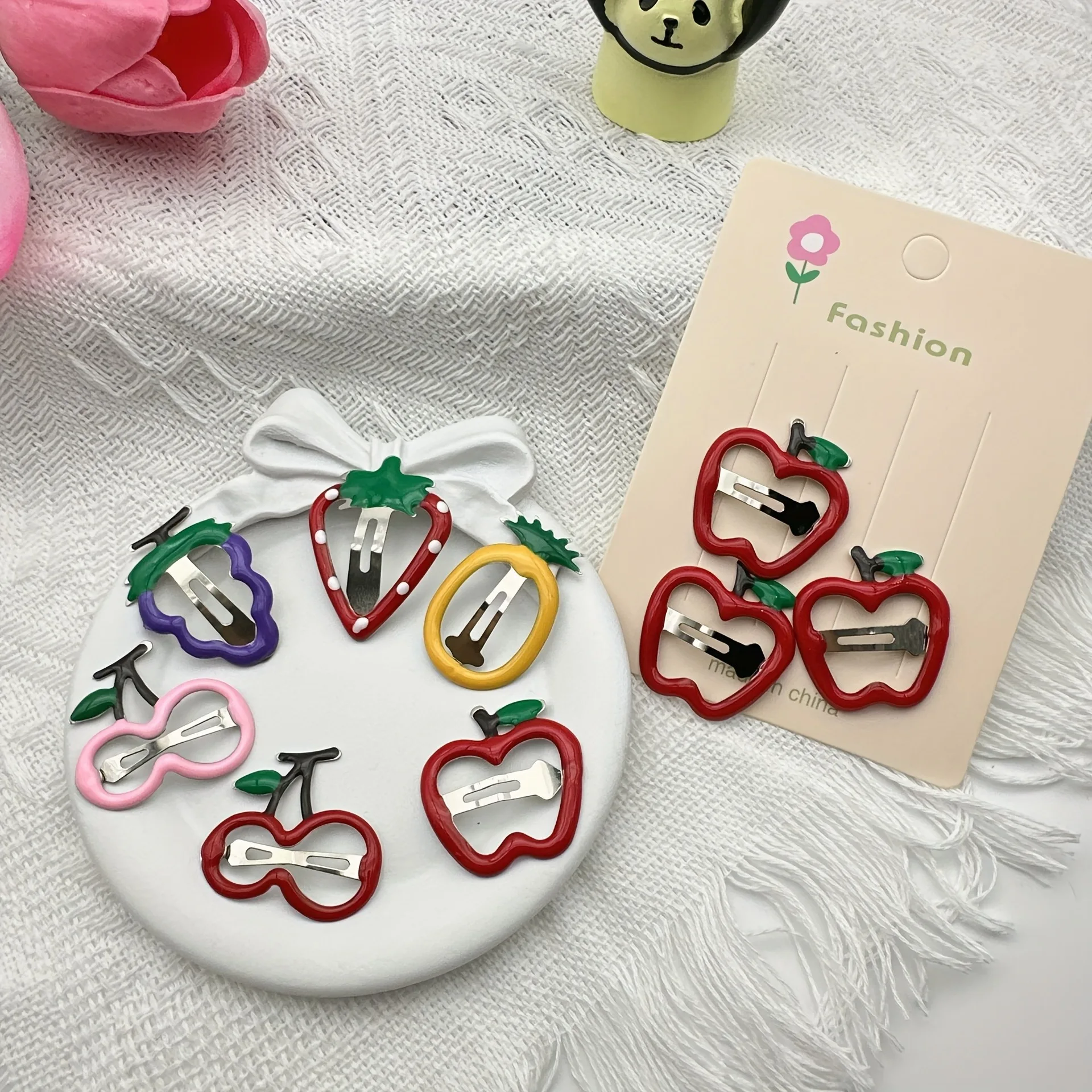 12 STKS Fruitvormige Haarspeldjes Set Meisjes Kinderen Aardbei Kers Appel Leuke Haaraccessoires Dagelijkse Slijtage Feest Verjaardag Haar