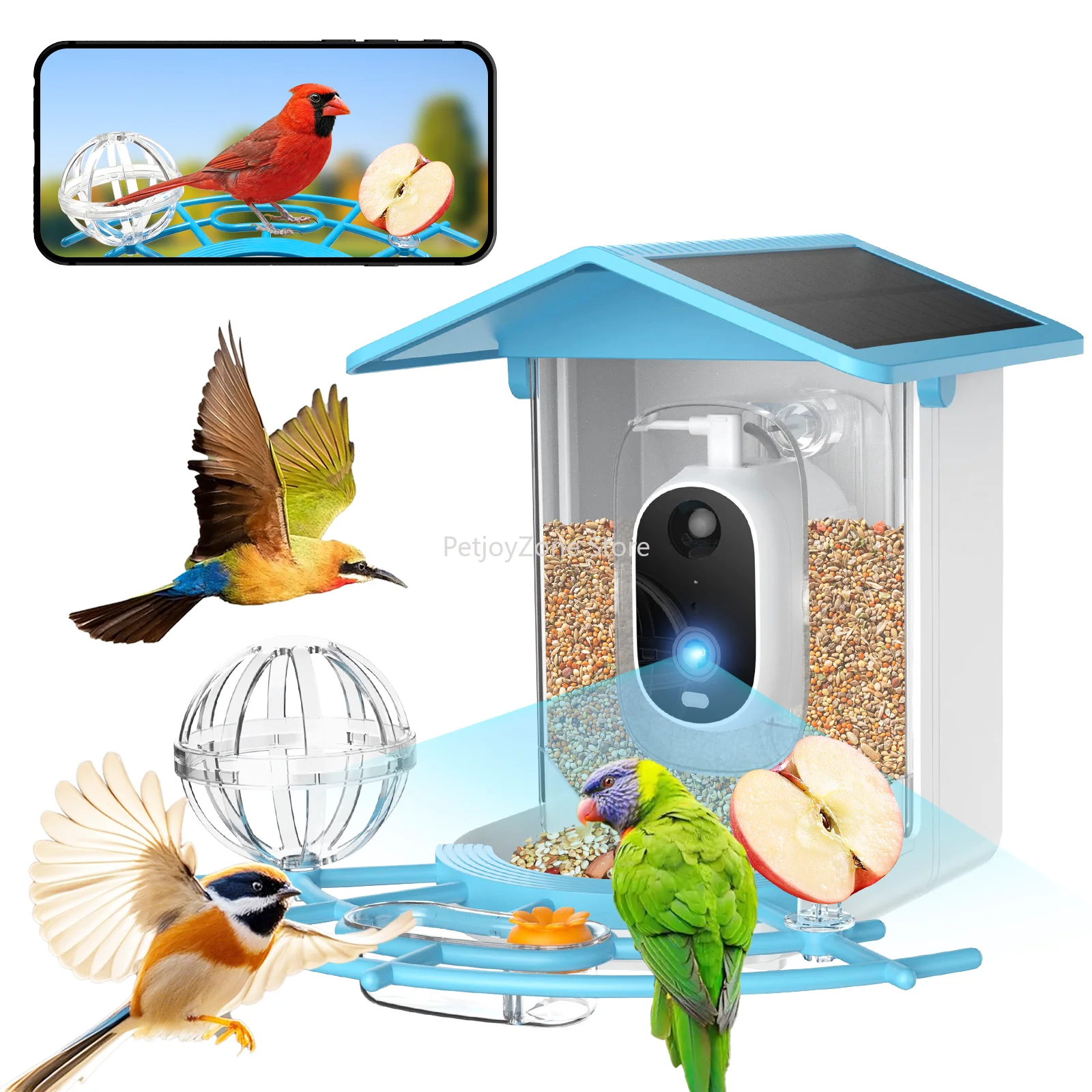 Outdoor Solar Bird Feeder With HD Camera AI Bird Recognition Auto Capture 2-Way Audio IP65 Waterproof For Backyard Bird Watching
