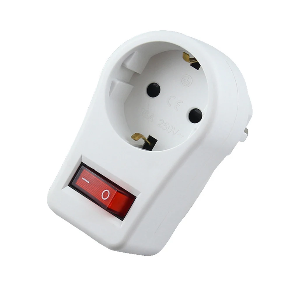 Convenient Power Adapter Energy Efficient Socket With Switch 73x50x42mm European Power Adapter Short Circuit Prevention