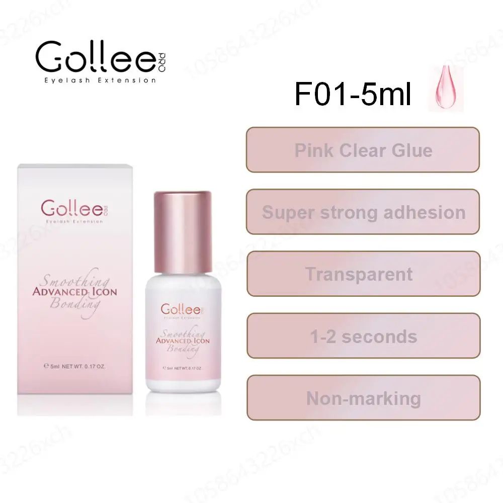 Gollee Pink selbstklebender Wimpernverlängerungskleber, 5 ml, Wimpernkleber für Volumenwimpern, Einzelwimpern, Großhandelspreis, eigenes Logo