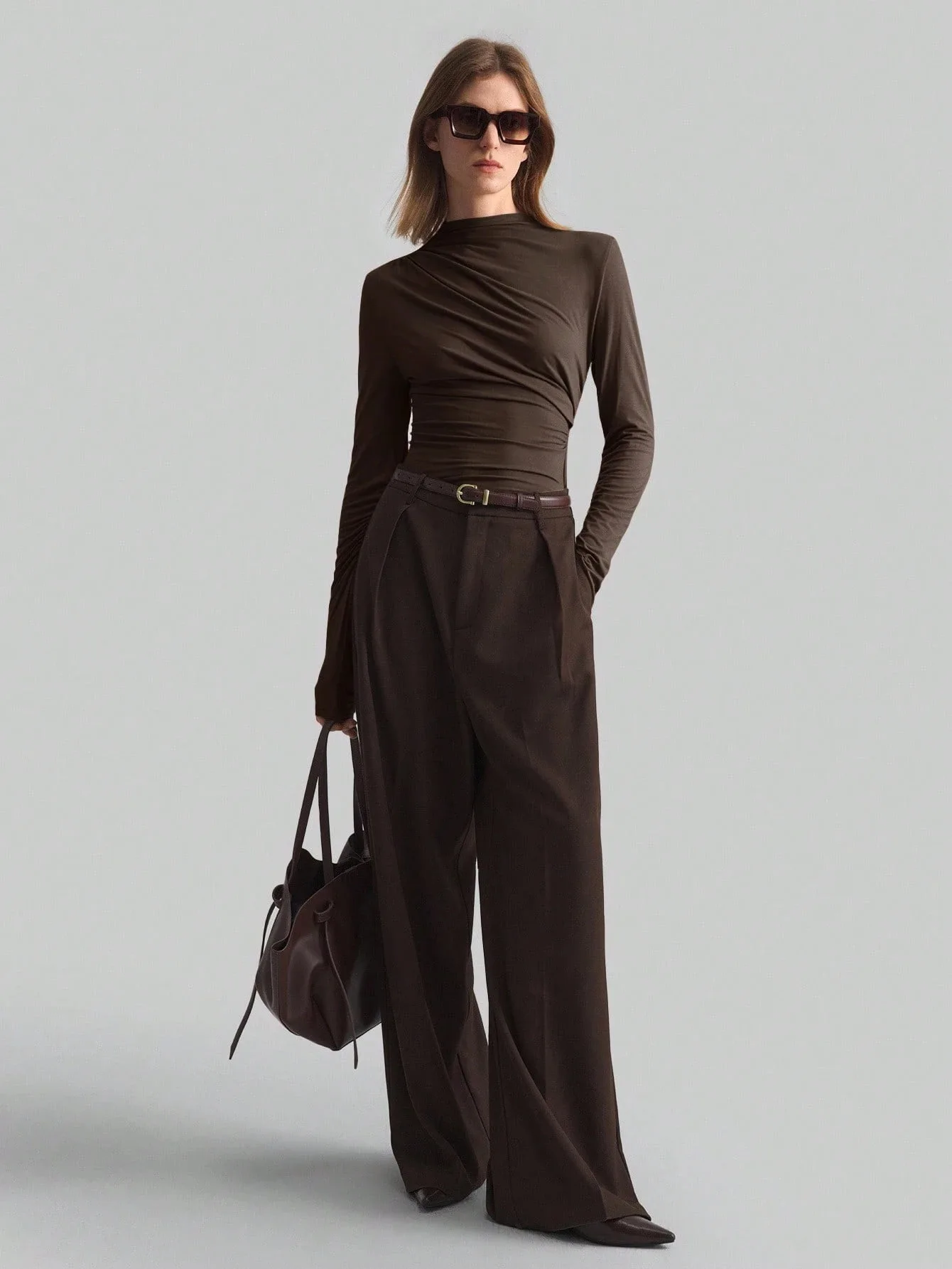 2022، أوروبي، ملابس، مرن، تي شيرت، موضة، مثير، نصف الياقة المدورة، غير منتظم، نسائي، بلايز، كم طويل، قميص سفلي، تي شيرت، 512006 #5