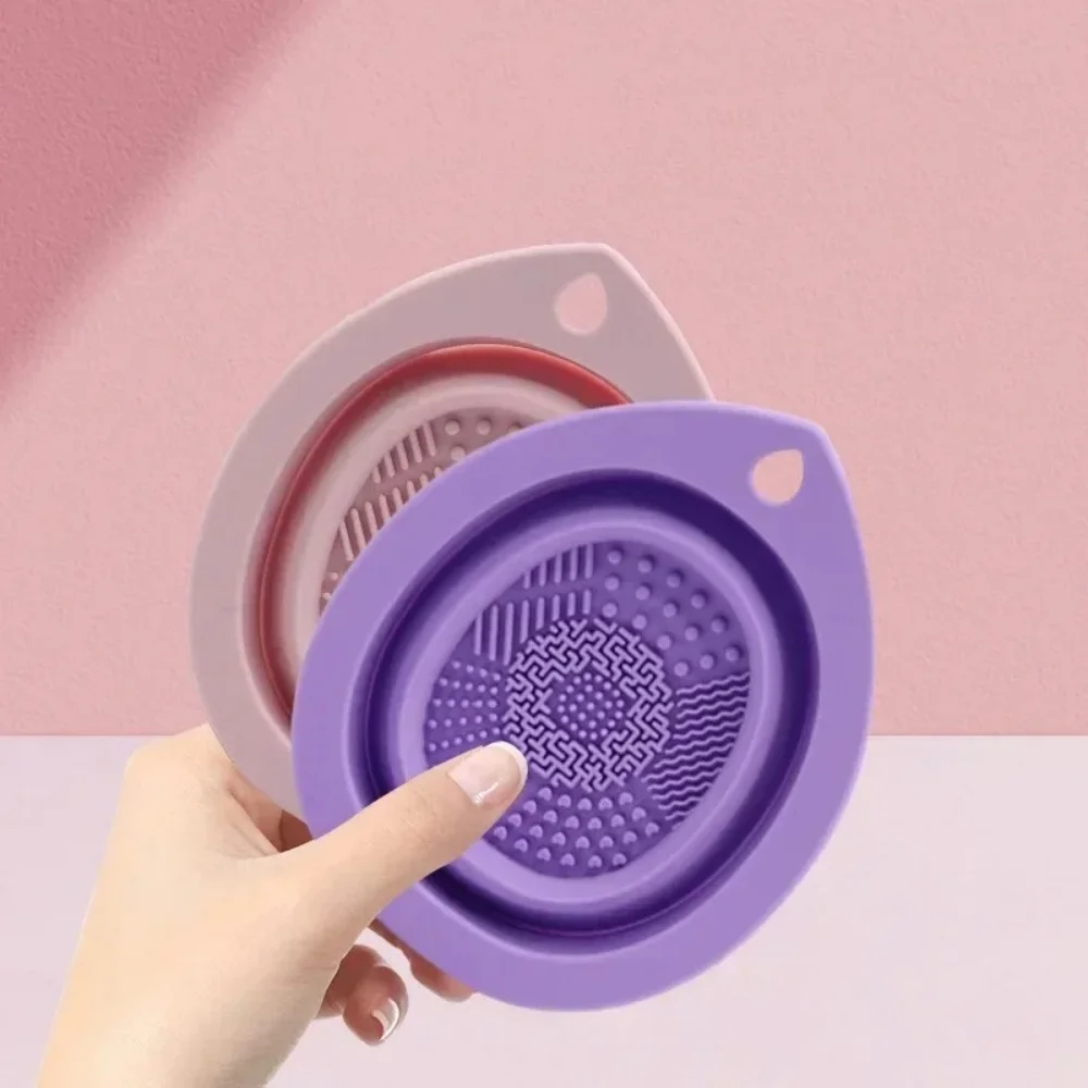 Silicone Makeup Brush Cleaning Bowl Foldable Washing Scrub Mat Portable Cosmetic Brush Cleaner Tool Beauty Makeup Brushes Sponge view 3