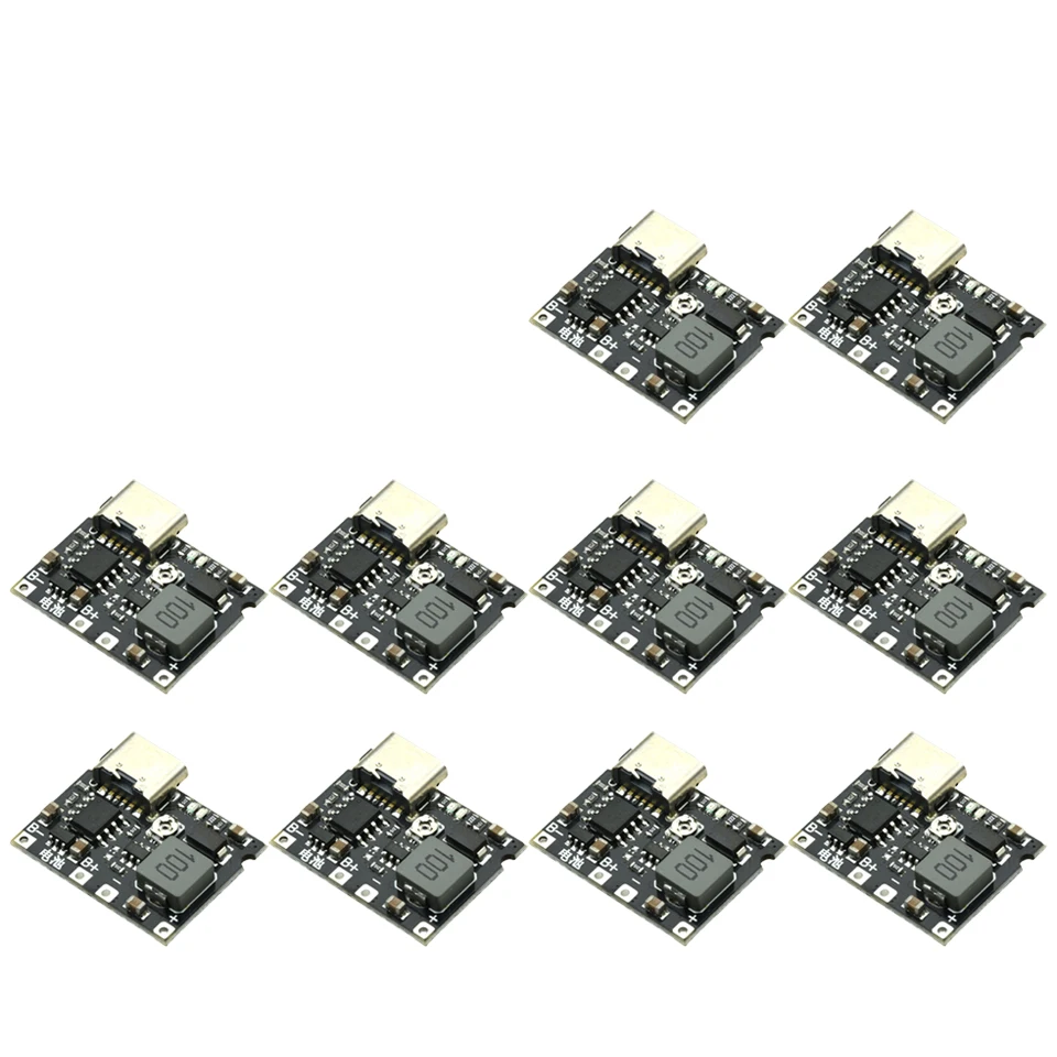 Step Up Boost Module 18650 Bateria de Lítio Placa de Carregamento e Descarga, Tipo-C DC Booster Converter Module, 3.7V a 9V, 5V, 2A