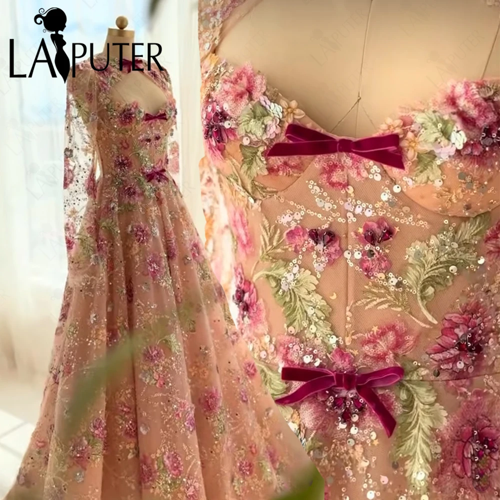 

Роскошные вечерние платья с цветочным принтом, трапециевидное платье для выпускного вечера с длинными рукавами, крошечное платье с бантом и аппликацией, кружевное женское элегантное платье для выпускного вечера знаменитостей