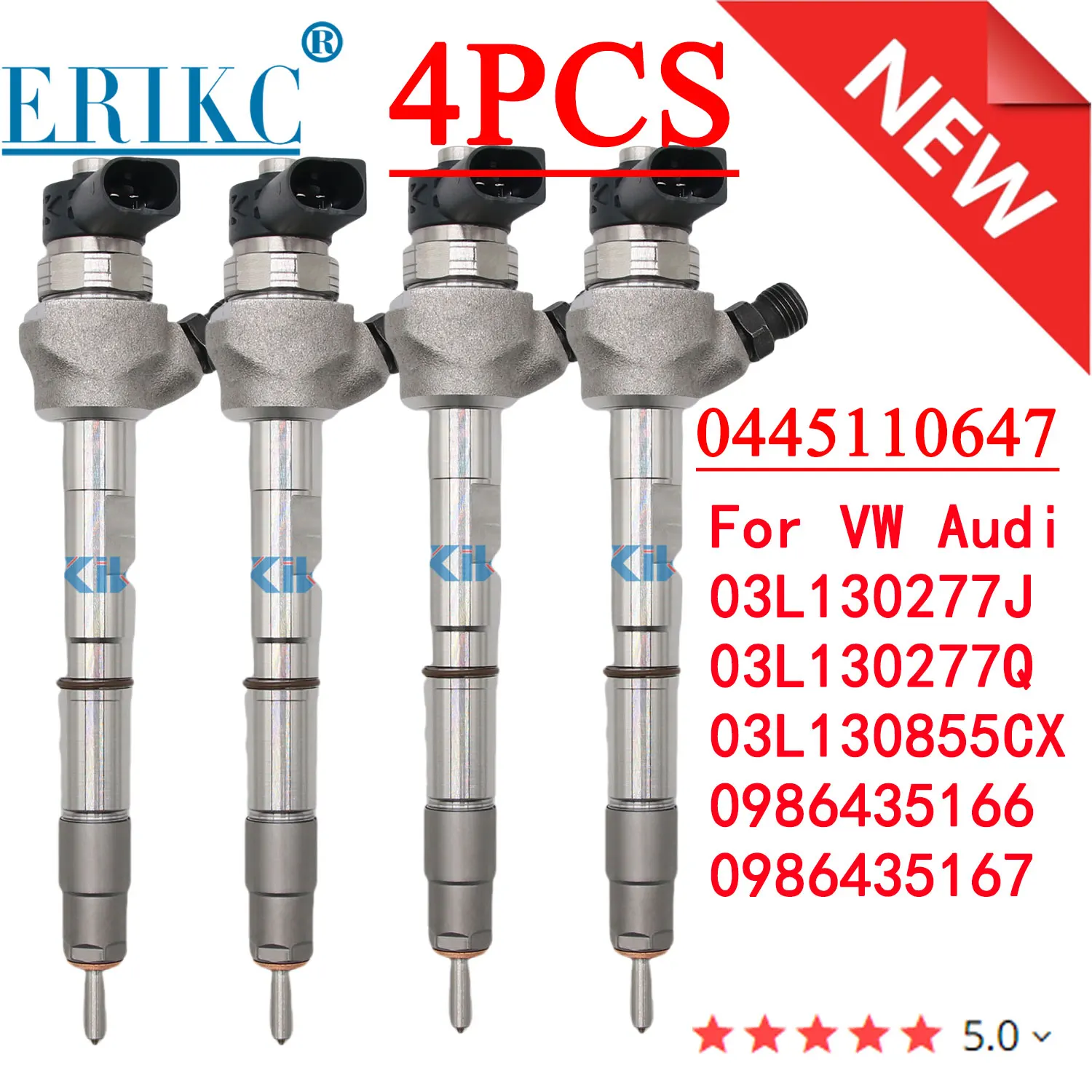 4PCS 0445110647 Diesel Injector Set 0445 110 647 Injection 0 445 110 647 for Bosch VW Audi TDI 03L130277J 03L130277Q 03L130855CX