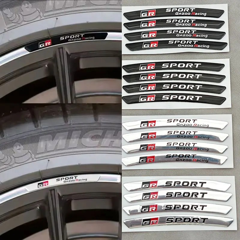 4 Uds. Pegatina de ceja de rueda de coche con logotipo deportivo GR de aluminio para Toyota Yaris CH RAV4 Corolla Hilux GR Gazoo accesorios de carreras