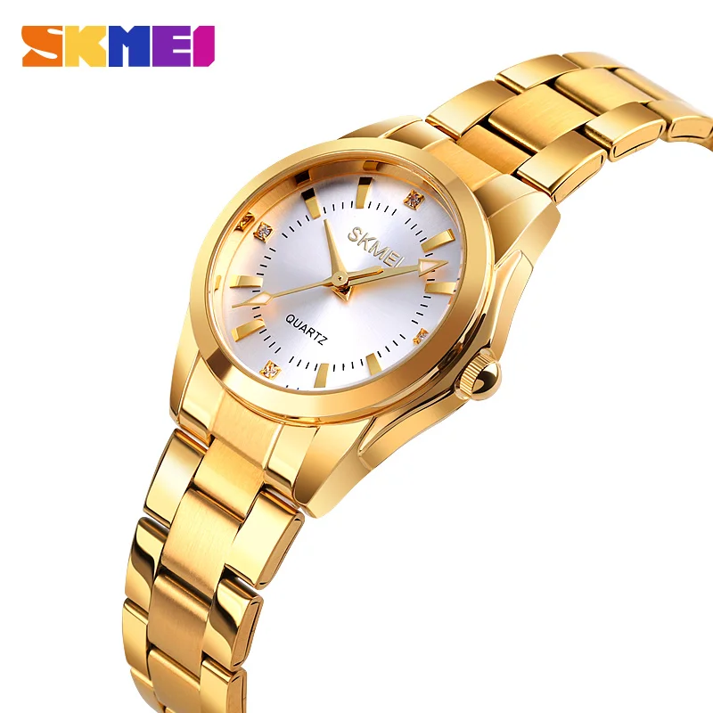 SKMEI Luxury Full Steel Quartz Womens Girls Watch Fashion Watches For Female Thin Lady Hour Clock Ladies Montres pour femmes