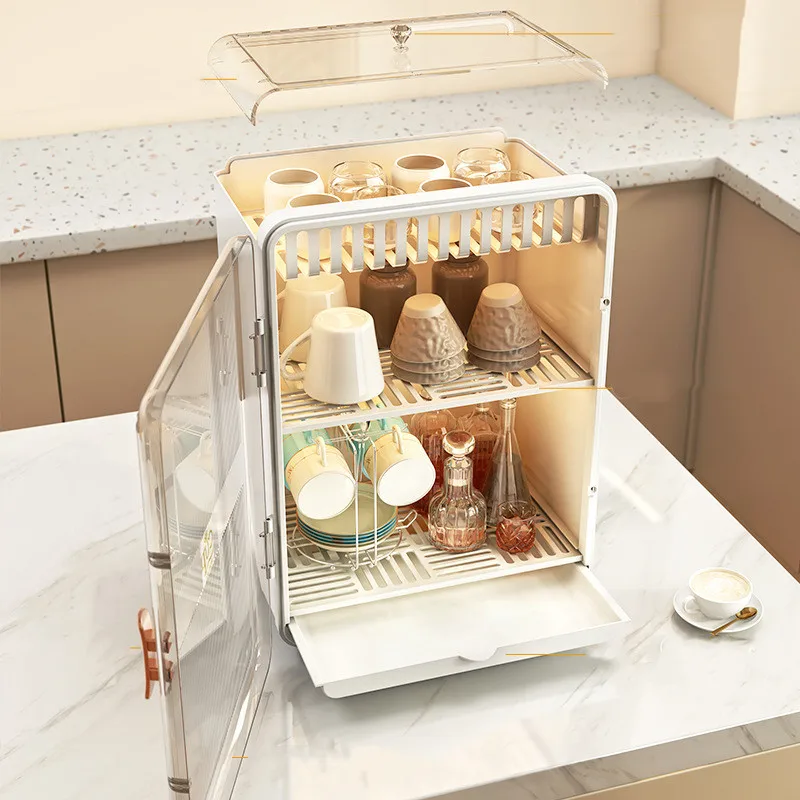 Imagem -03 - Dustproof Storage Rack para Pratos de Cozinha Drainage Rack Bedroom Cosmetics And Skin Care Cup Organizer Box