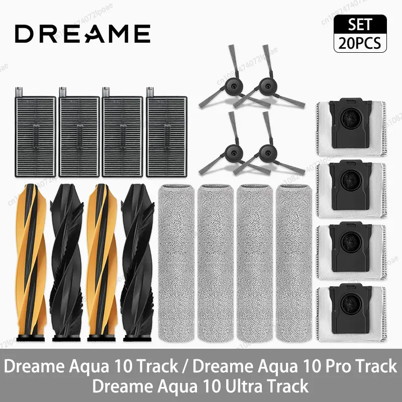 Dreame Aqua 10 Track / Aqua 10 Pro Track / Aqua 10 Ultra Track Accessoires Hoofdzijborstel Track Mop Doek Filter Stofzak ﻿