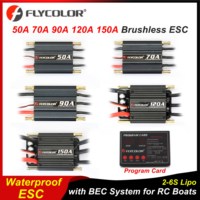 Flycolor 50A 70A 90A 120A 150A Brushless ESC 2-6S Lipo Waterproof Speed Controller with BEC 5.5V/5A for RC Ship Boat Model Parts