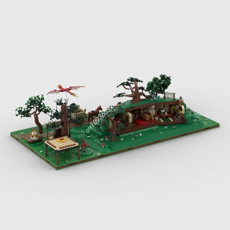 Moc Modular Castle The Rings The Shire - Display for Set 10354 Model Building Blocks DIY Creative Assembly Bricks Toys Kids Gift