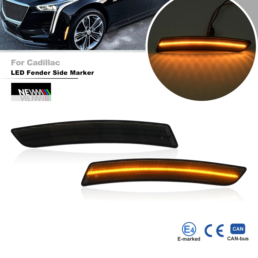 Smoked For Cadillac CT6 2016 2017 2018 2019 2020 CT6-V 2019 2020 Front Amber Led Bumper Side Marker Lights Parking Signal Lamps