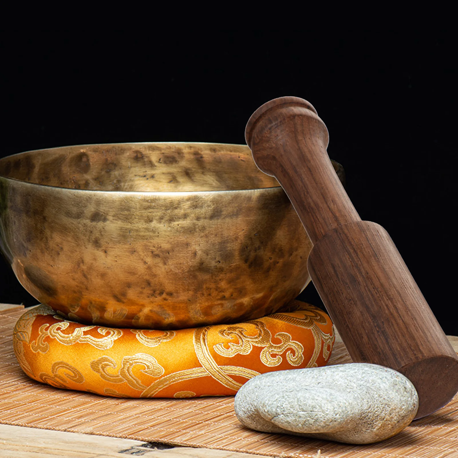 

Wooden Mallet Healing Buddha Sound Bowl Singing Bowls Handle Musical Instrument Percussion Retro Color Sweet Sound Accessories