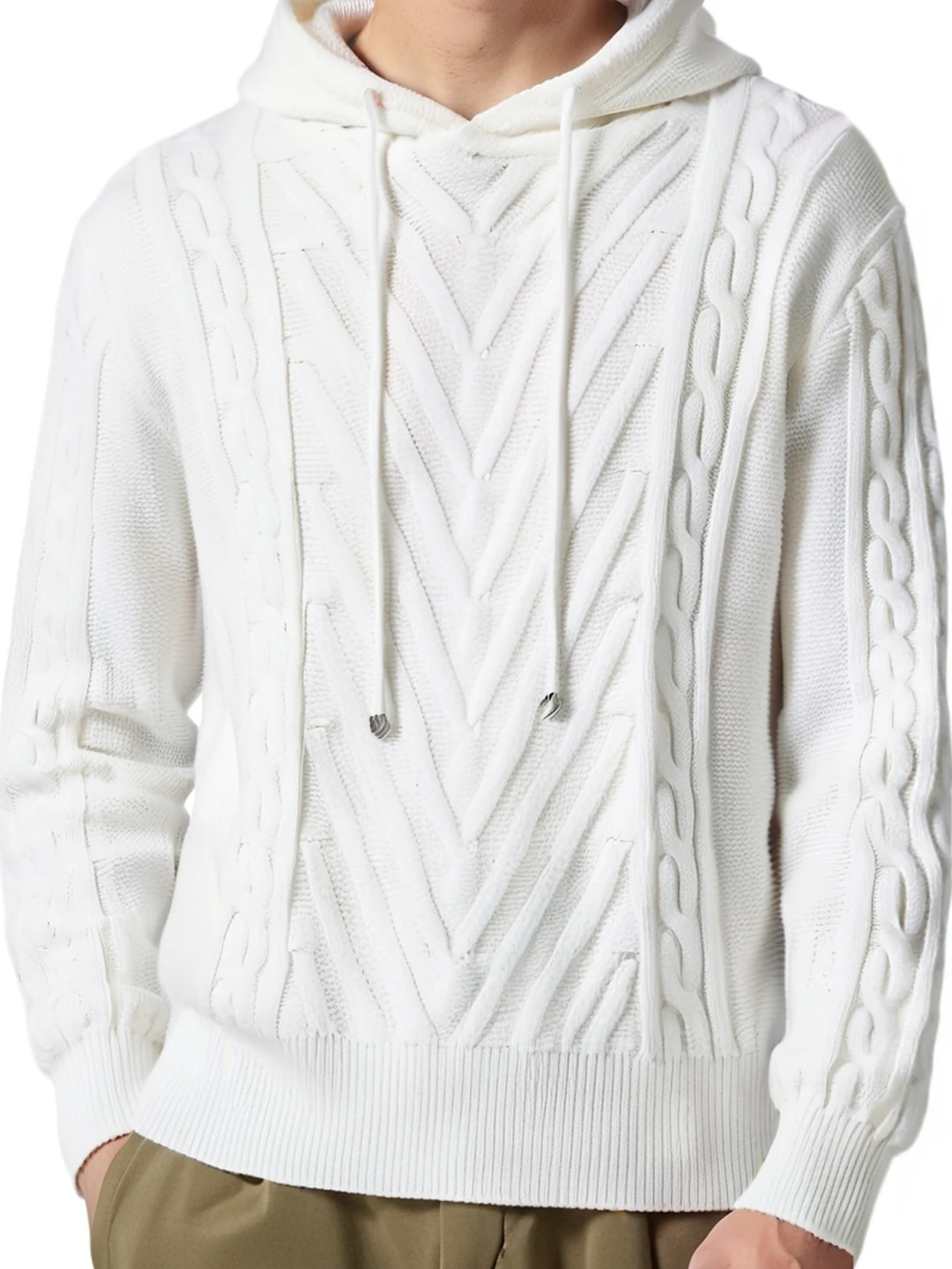 

Мужской зимний свитер с капюшоном, повседневный, большого размера, вязаный, теплый, с длинными рукавами, базовый, однотонный, в уличном стиле