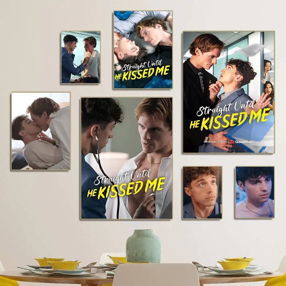 Popular S-Straight Until He Kissed Me TV Self-adhesive Art Poster Decoracion Painting Wall Art White Kraft Paper Home Decor