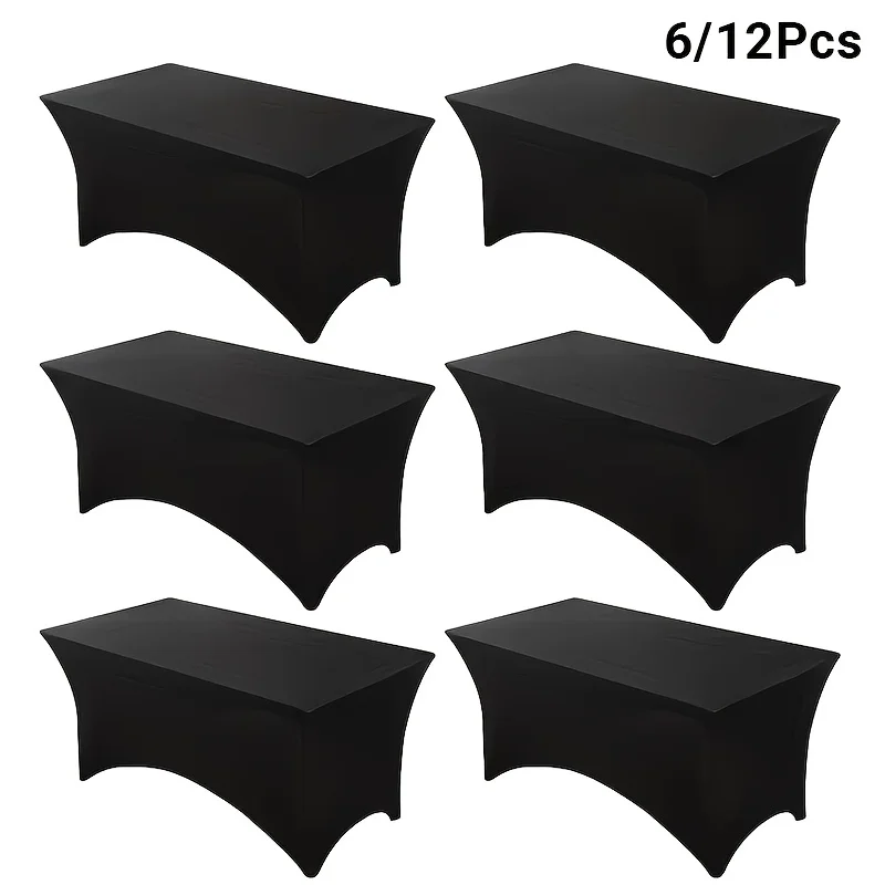 

6/12pcs Table Cover 6Ft Spandex Tablecloths For Rectangle Tables Resistant Stretch Patio Table Cover For Event, Wedding Banquet,