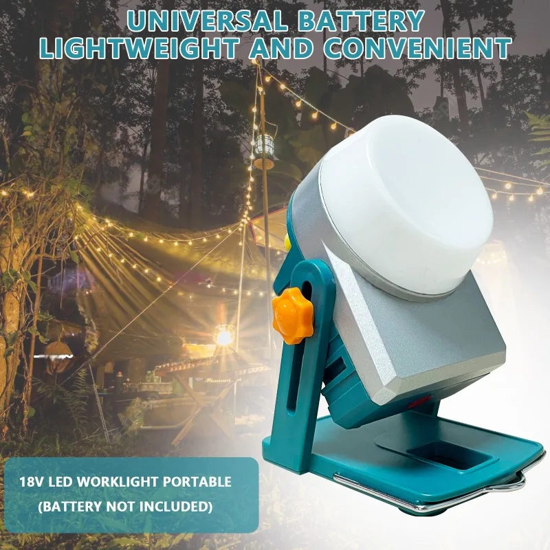 HAKSINKY Portable Construction Spotlight LED Work Light Outdoor Camping Light for Makita/Milwaukee/Bosch 14-18V Lithium Battery