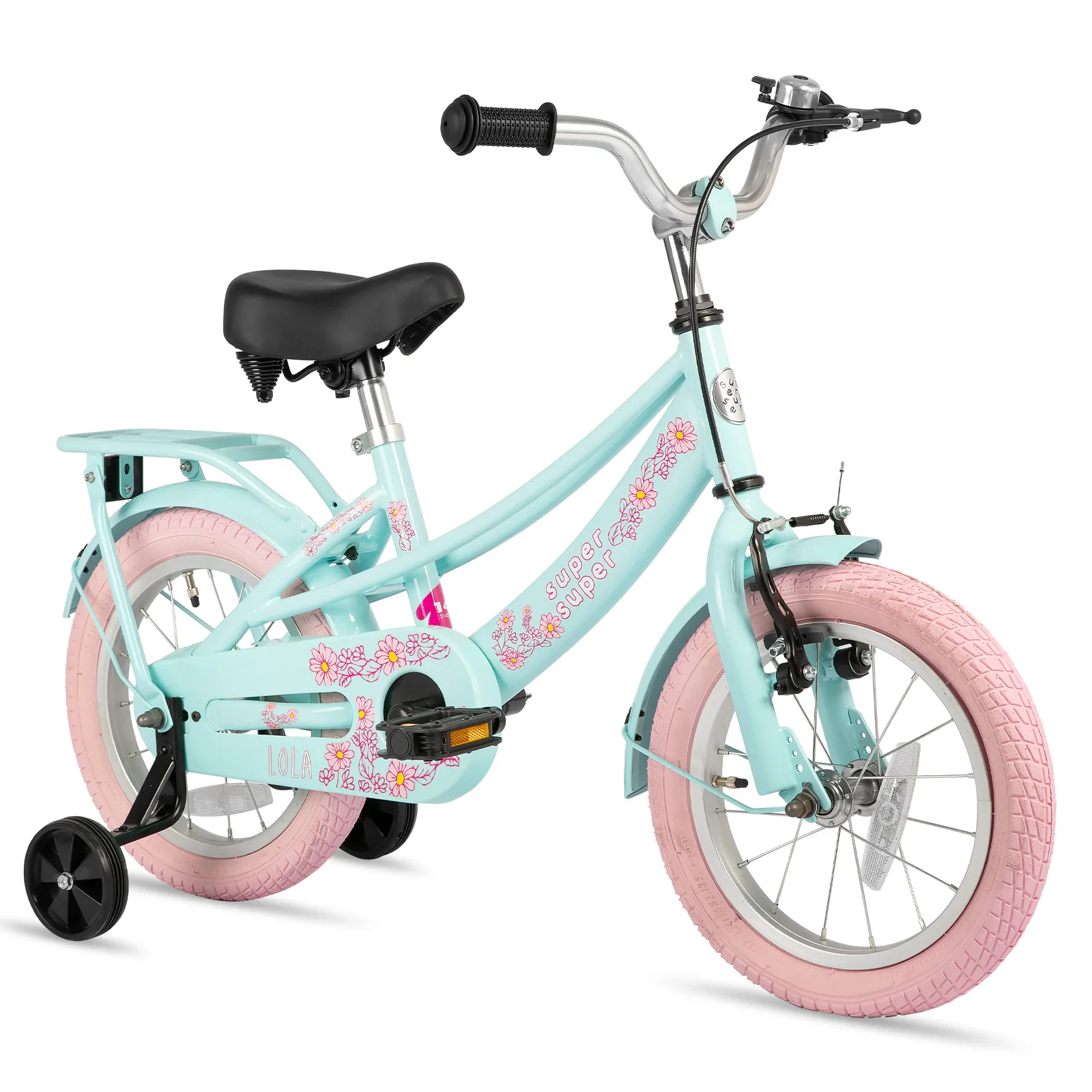 JOYSTAR meisjesfiets voor peuters en kinderen van 3 tot 10 jaar, 14/16 18 inch kinderfiets met zijwieltjes en handremmen