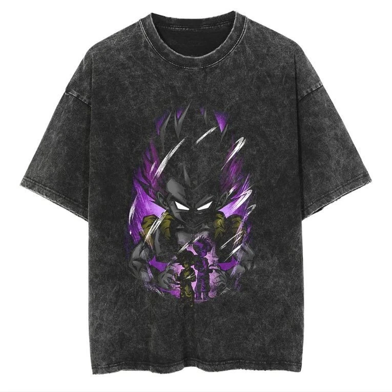 

Men's retro washed T-shirt street wear Japanese anime dragon ball pattern T-shirt Harajuku T-shirt hip-hop casual top T-shirt