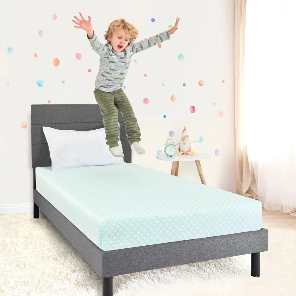 

2023 Fun Mattress 6" Hybrid of Bounce Foam and Coils, Twin, Blue