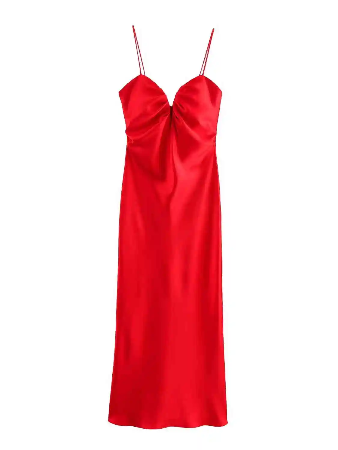 Ele High Waist Silk Satin Heart Collar Midi Dr Spring New Arrival Women's Faion Gown Long Skirt without Sve