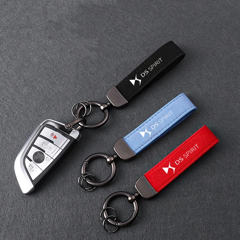 1pcs Leather Car Styling Badge Pendant 4s Shop Gifts Auto keychain For DS WILD RUBIS SPIRIT DS3 Cabrio DS4S DS6 DS7 Crossback