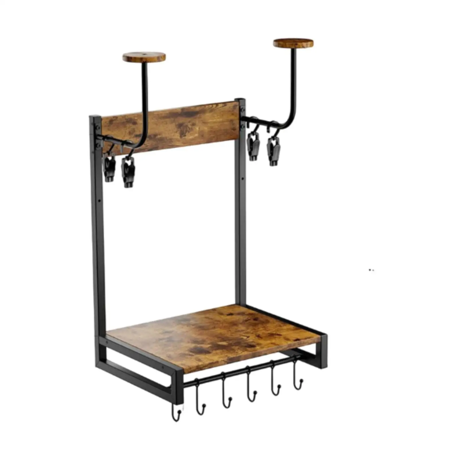 Motorcycle Helmet Holder Wall Mount Wood Metal Elegant Organizer Helmet Rack