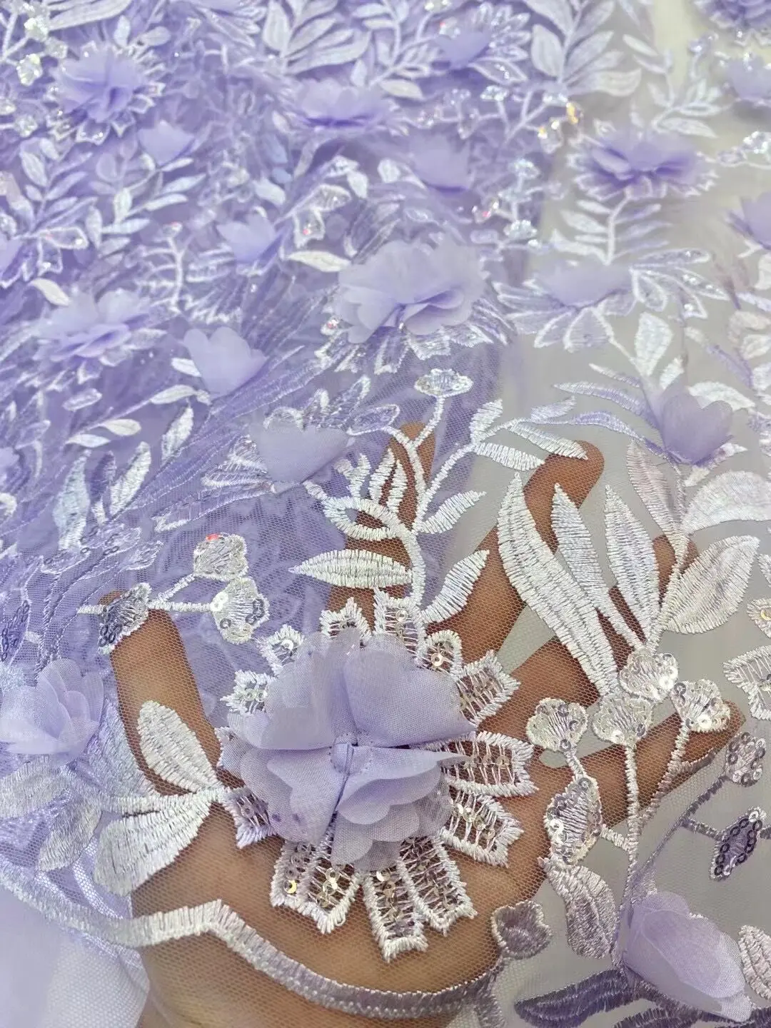 

French Tulle Lace Fabric With Sequins ZH-1308522 Embroidery African Nigerian Lace Fabric For Dress Sewing