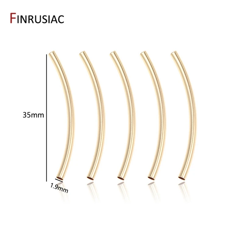 14k Gold Plated Brass 35mm Long Curved Tube Beads Accessories For Jewelry Making Accessories Supplies Findings Wholesale