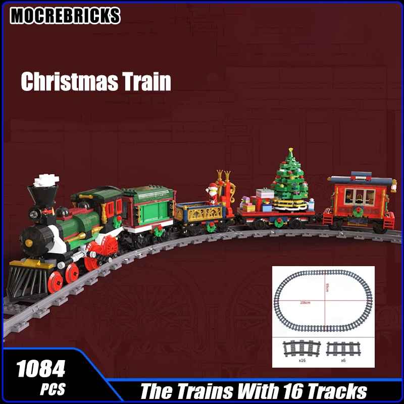 MOC-49581 Winter Christmas Motorized and Improved Christmas Train Building Blocks Assembly Model Brick Toy Children Festival Gif