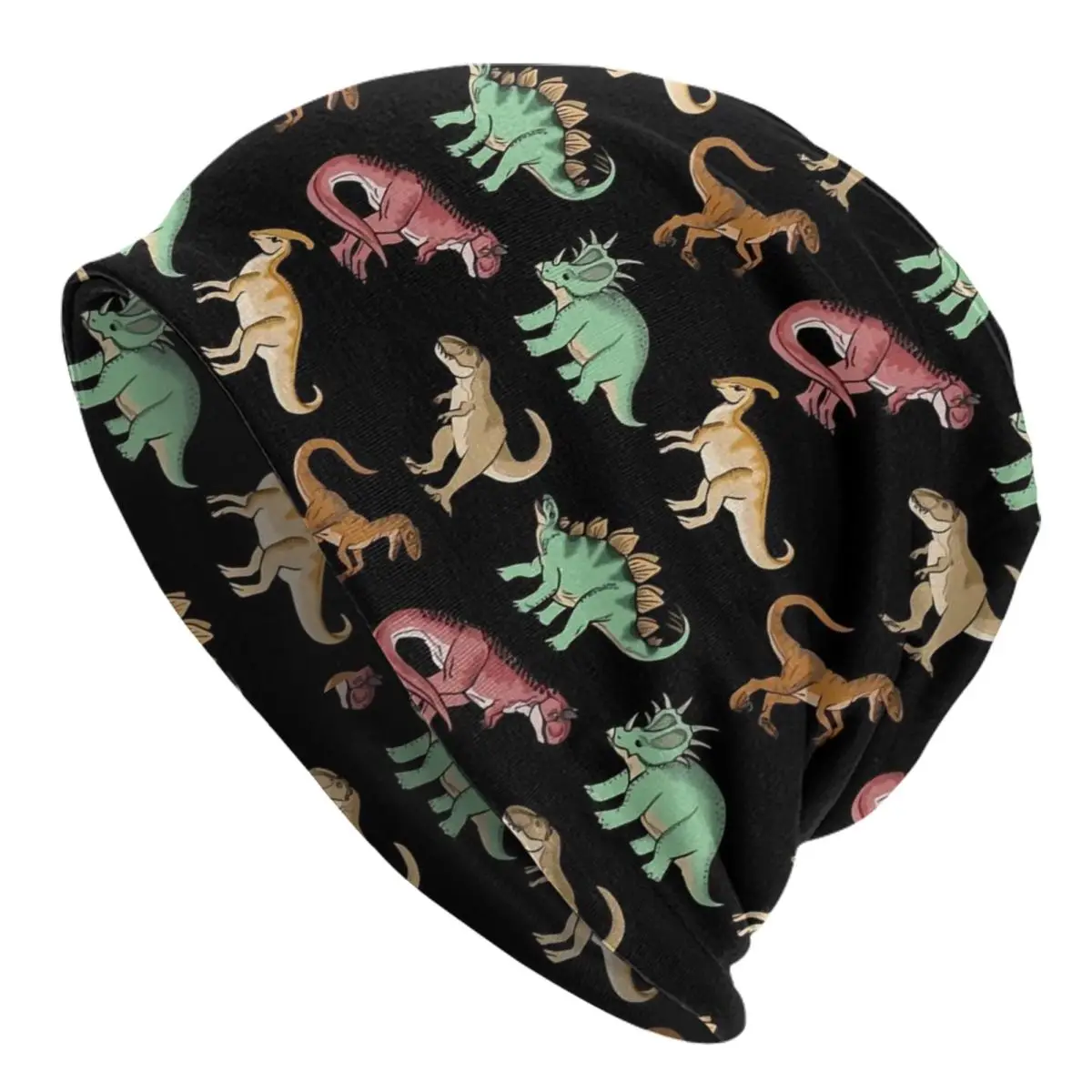 Colorful Dinosaur Bonnet Hats Funny Animal Skullies Beanies Men Women Cool Head Wrap Beanie Hats Autumn Winter Outdoor Caps