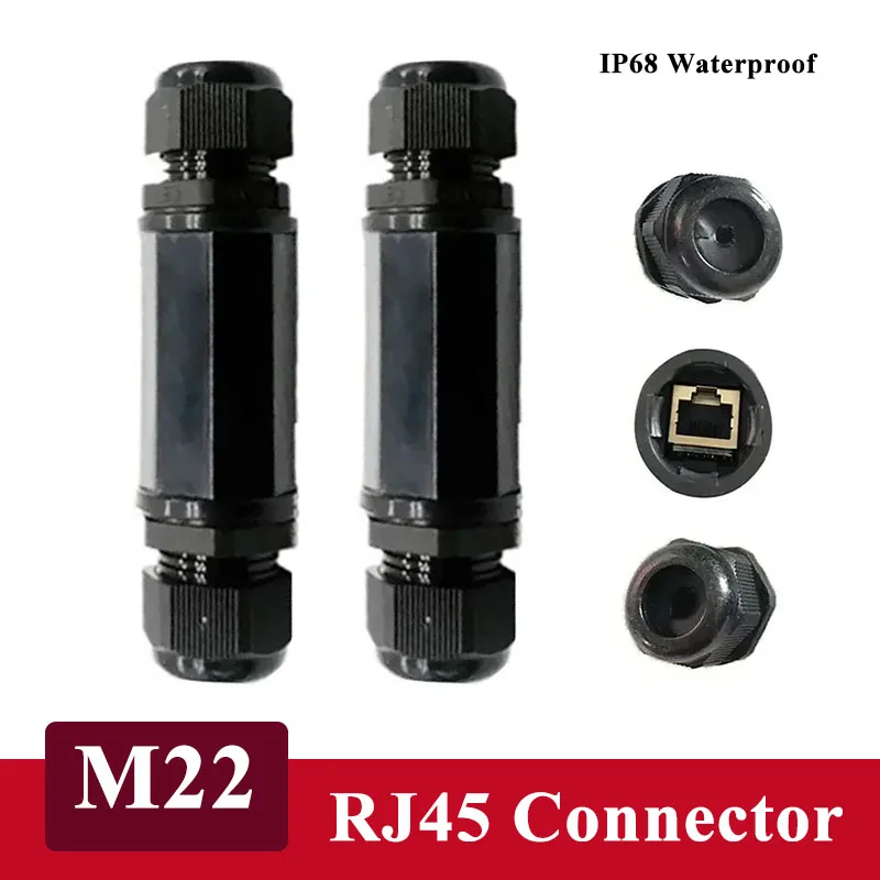 

Водонепроницаемый сетевой разъем M22 RJ45, IP68, наружная распределительная коробка для проводов Ethernet, прямая сквозная быстрая док-станция, расширенная соединительная вилка
