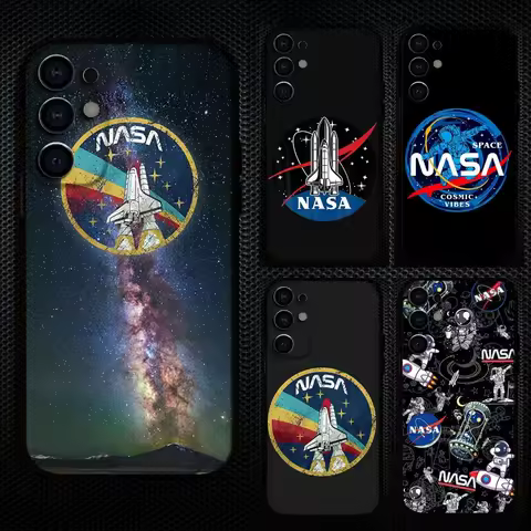 Fashion Logo N-Nasa-S Space Phone Case For Samsung S25,S24,S21,S22,S23,S30,Ultra,S20,Plus,Fe,Lite,Note,10,9,5G Black Cover