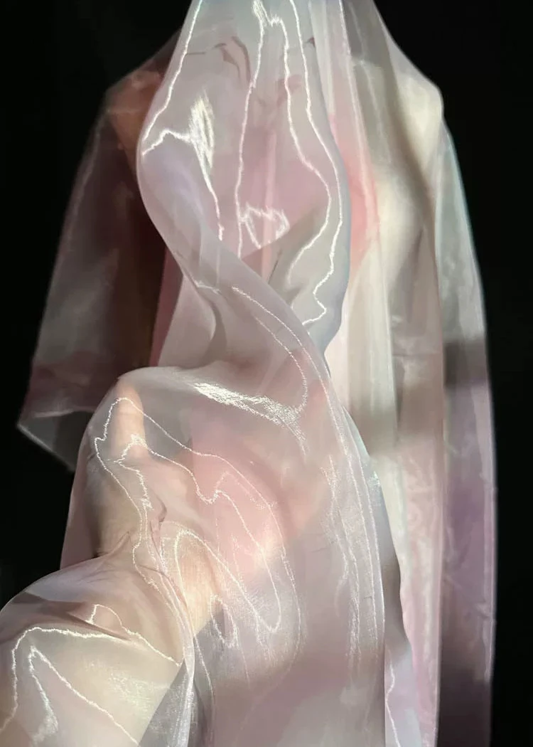 Tela de organza teñida de rosa de 1 yarda, tela de diseñador para vestido de novia DIY, tela para ropa
