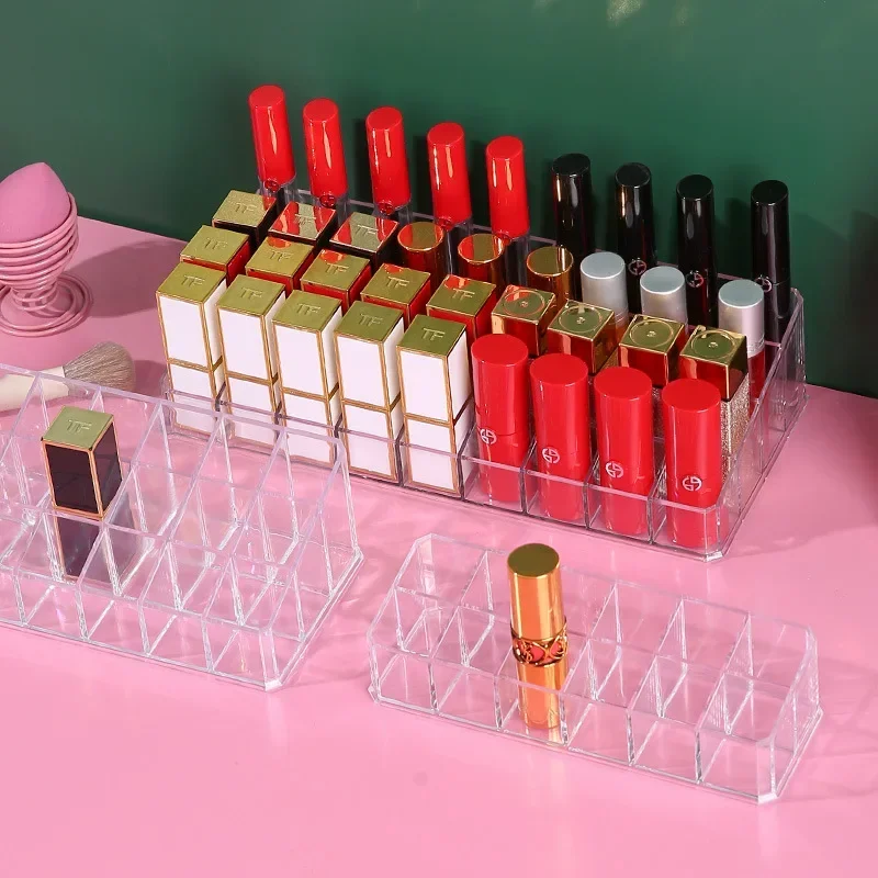 36 Grid Transparent Lipstick Storage Box Nail Polish Eyebrow Pencil Display Shelf Desktop Cosmetics Storage Box Lipstick Shelf