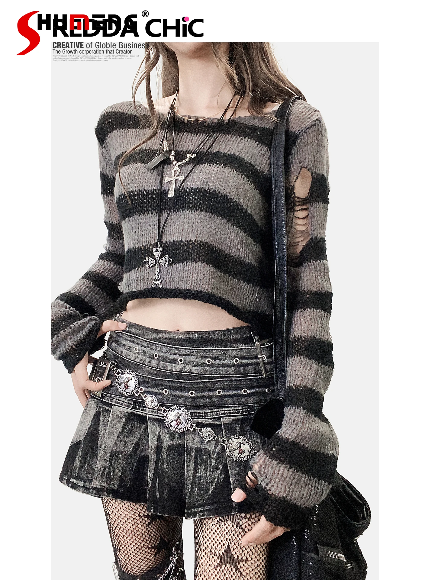 

Модная милая крутая темная джинсовая плиссированная юбка с принтом тай-дай, градиентный двойной пояс с низкой талией, мини-юбки трапециевидной формы Y2K для женщин