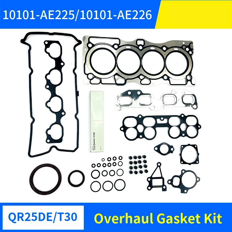 

10101-AE225 10101-AE226 Engine QR25DE T30 Cylinder Head Gasket Overhaul Repair Kit For Nissan X-TRAIL 2.5T 16V Car Accessories