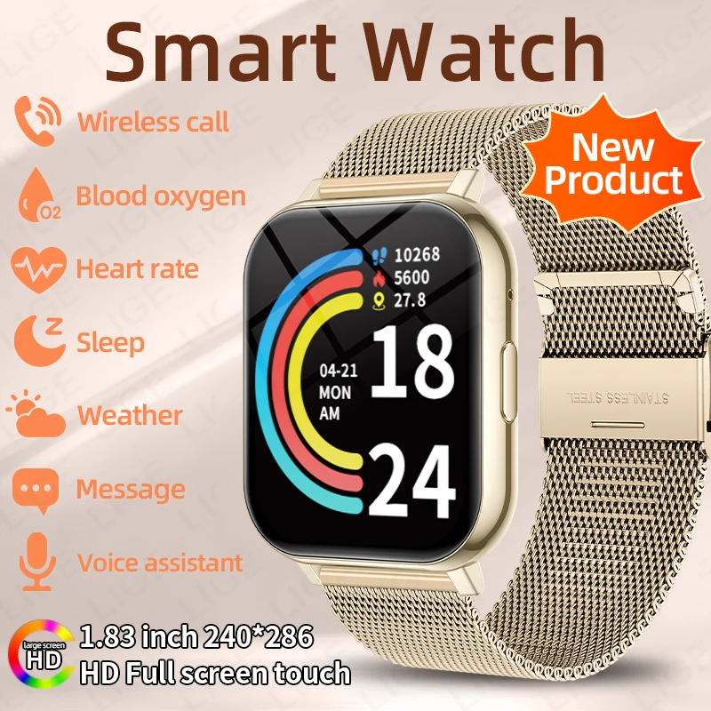 

Новые умные часы LIGE Y28 для женщин с сенсорным экраном, монитором сердечного ритма и сна, водонепроницаемые, спортивные часы для мужчин, фитнес-смарт-часы.