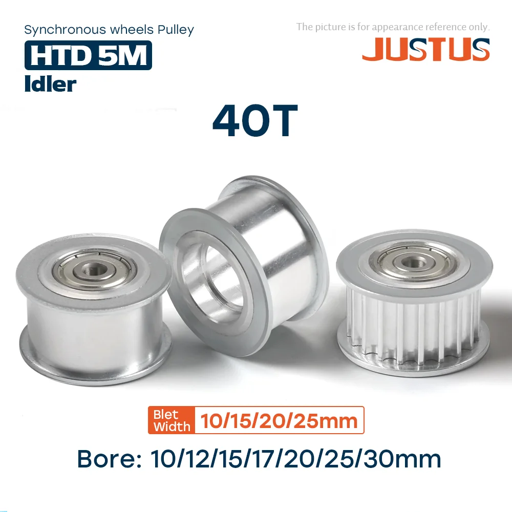 HTD 5M Idler Type Timing Pulley 40 Teeth Bore Size 5/6/7/8/10/12/15mm for 10/15/20/25mm Belt Linear Pulley 5GT