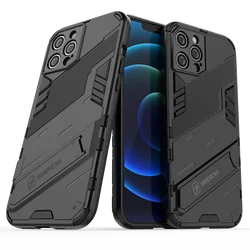 Armor Solid Color Matte Soft TPU+Hard PC Holder Shockproof Phone Case For IPhone 15 Pro Max 13 12 Mini 11 14 Pro Max Plus Cover