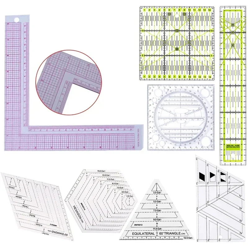 Cięcie odzieży plastikowa linijka do pikowania akcesoria do szycia narzędzia do patchworku krawiec Craft Scale Rule Drawing Supplies L Shape