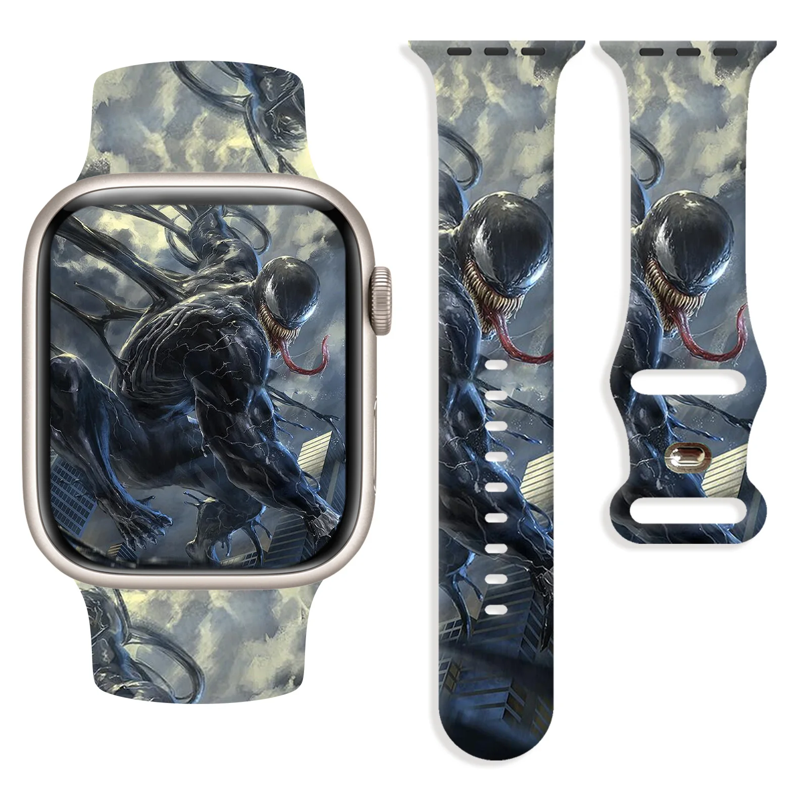 

Crazy Venom Printed Strap for Apple Watch 11 10 9 8 Silicone Band Replaceable Bracelet for iWatch 49mm 46mm 44mm 42mm Watchband