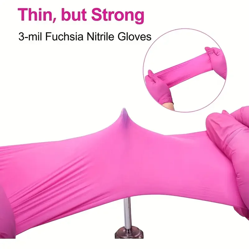 20/50/100PCS Pink Nitrile Gloves Disposable Powder Free Household Cleaning Gloves for Kitchen Beauty Salon Tattoo Working Gloves