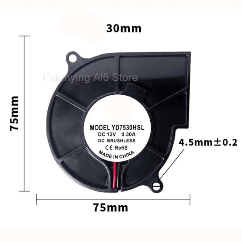 

DC7530 центробежный вентилятор охлаждения турбины DC 5 В 12 В 24 В воздуходувка масляный подшипник кулер интерфейс питания 2,54 клемма A6