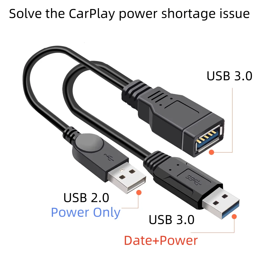 USB 2.0/3.0 to Dual USB Y Splitter Power Cord Male to Female Extension Adapter Cable for USB Charger Flash Disk Hard Drive