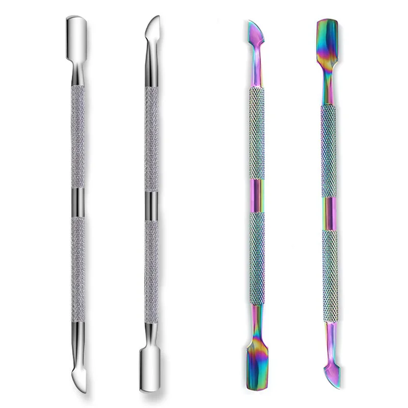 Multicolor Double-ended Stainless Steel Cuticle Pusher Dead Skin Push Remover For Pedicure Manicure Nail Art Cleaner Care Tools