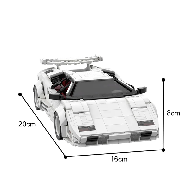 MOC-57851 Countach LP5000 QV White Hyper car Super Racing Car Model Building Blocks Toy Birthday Gifts